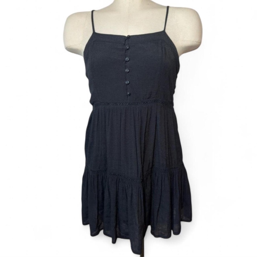 Love Tree Black Sleeveless Smocked Mini Dress Adjustable Straps Size Small